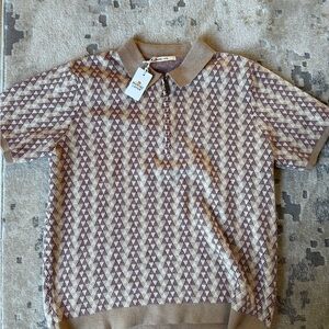 Marine Layer Bryson Zip Sweater Polo in Warm Geo Print